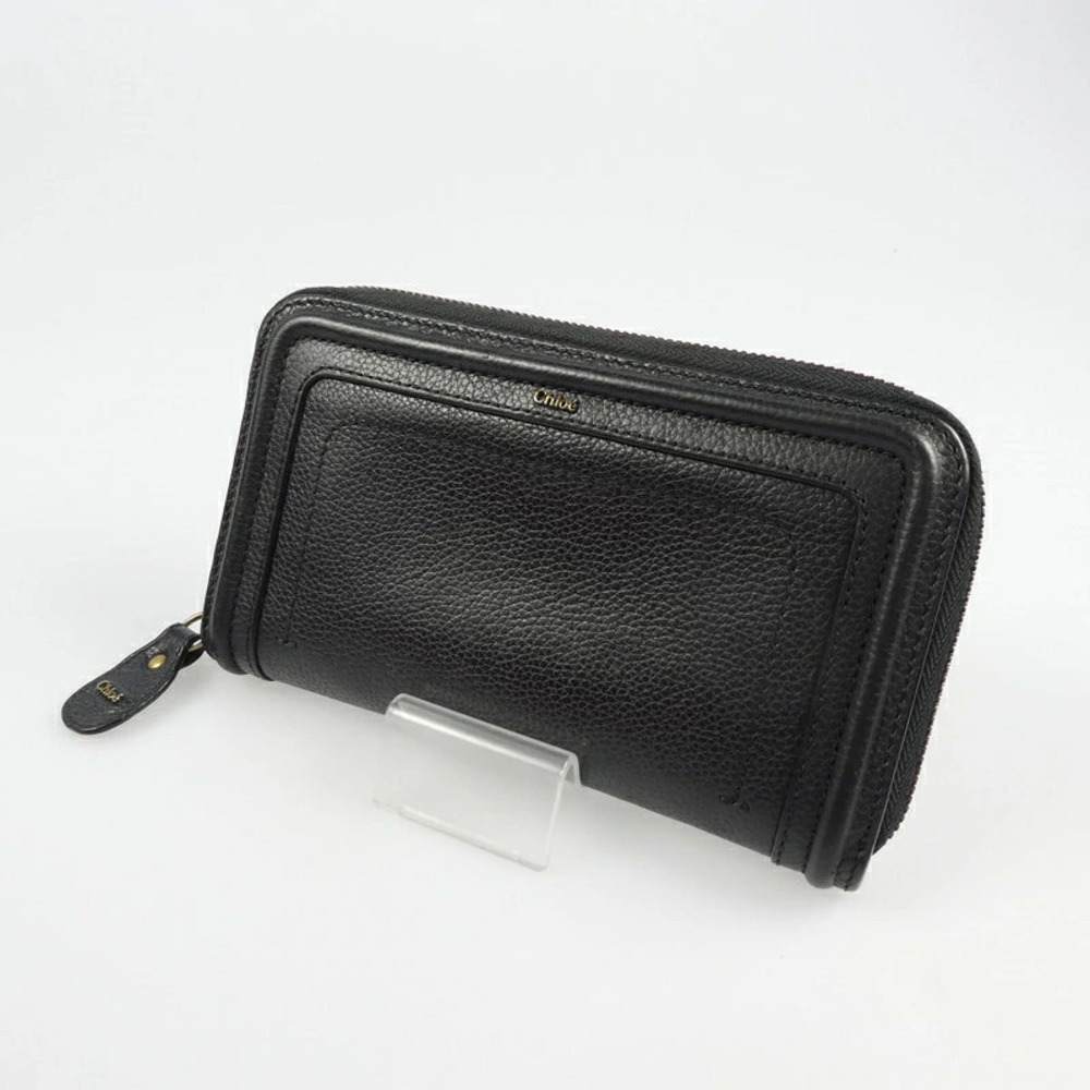 Chloe Paraty Round Zipper Long Wallet Black